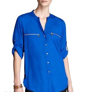 NEW Calvin Klein Zip Pocket Roll Sleeve Shirt